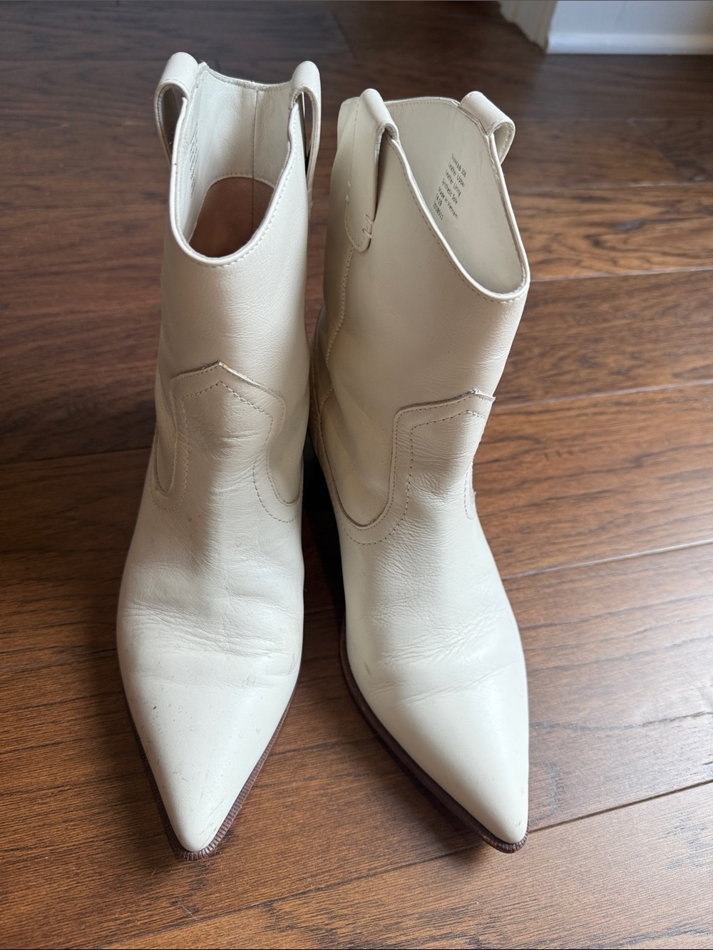 J. Crew Cream Pointed-Toe Western Ankle Boots